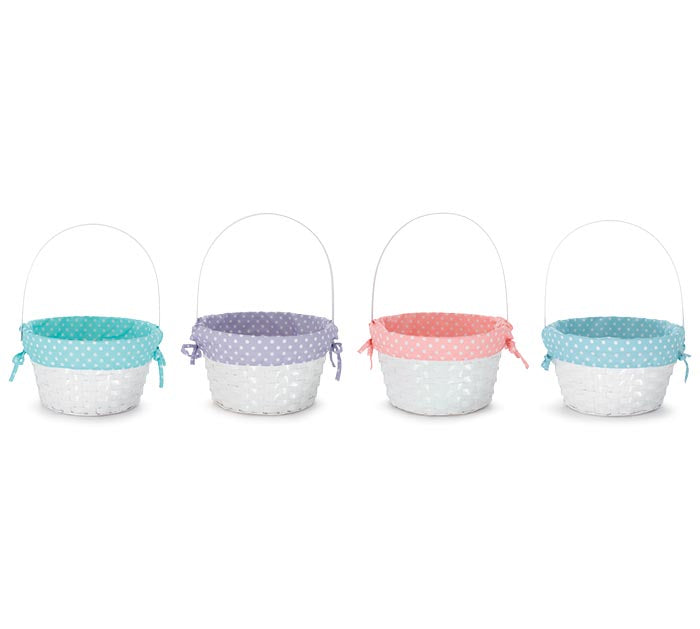 Bamboo basket with polka dot liner