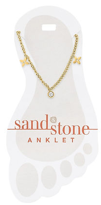 Gold Clover Dangle Sand & Stone Anklet