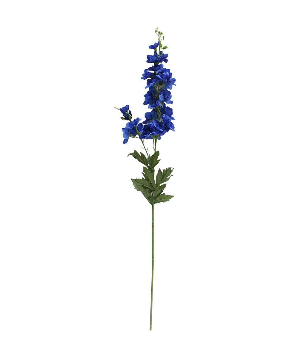 Real Touch Delphinium artificial flower arrangement in blue with green foliage