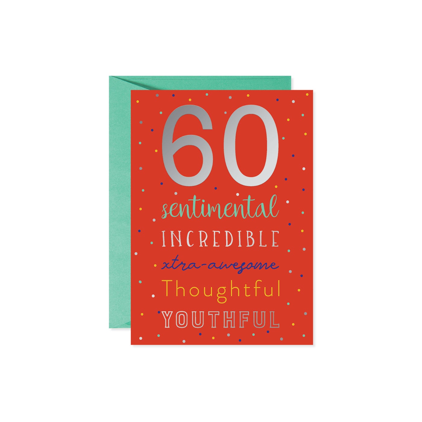 Silver holographic foil embossed card with 'Happy Birthday' text on page three.