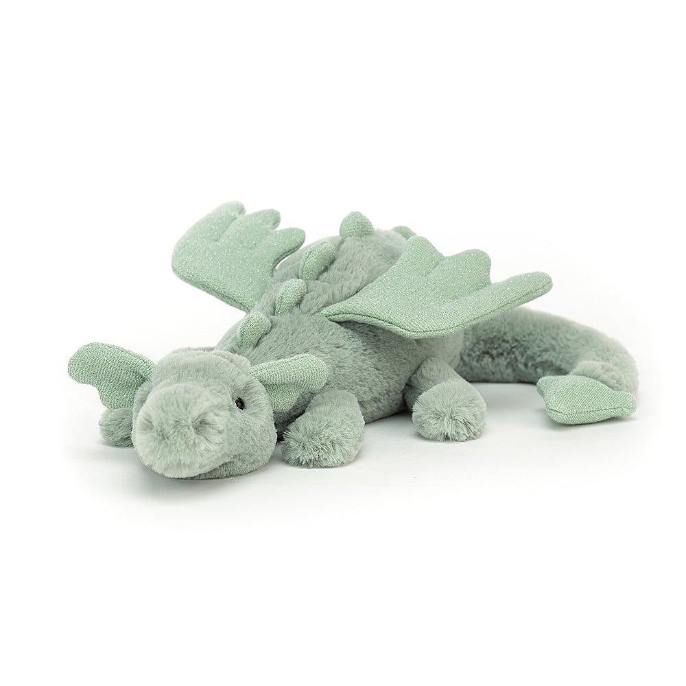 Sage Dragon Little Large plush toy in sage green with a dragon pattern silhouette.