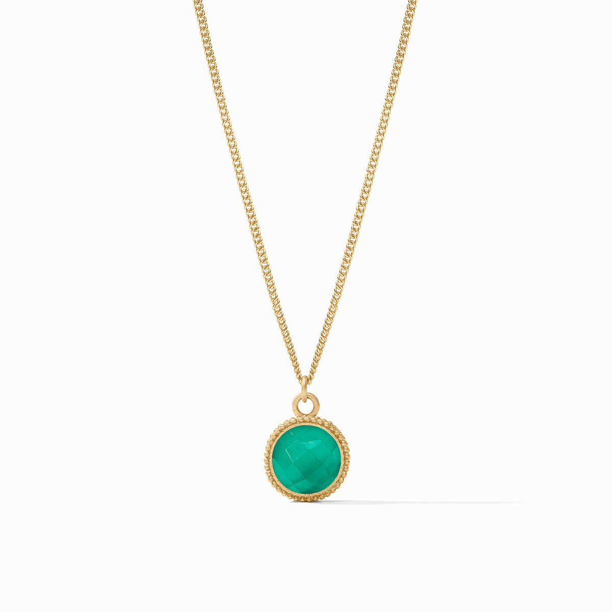 Adjustable necklace with a glittering gemstone on one side and a fleur-de-lis intaglio reverse.