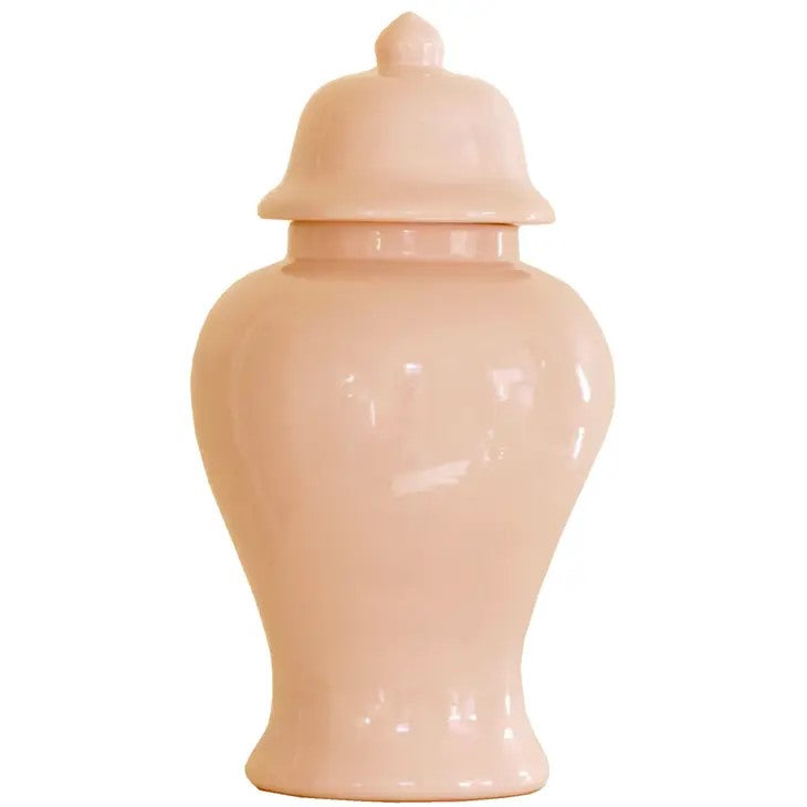 Hand-painted ginger ceramic jar with a glossy finish.