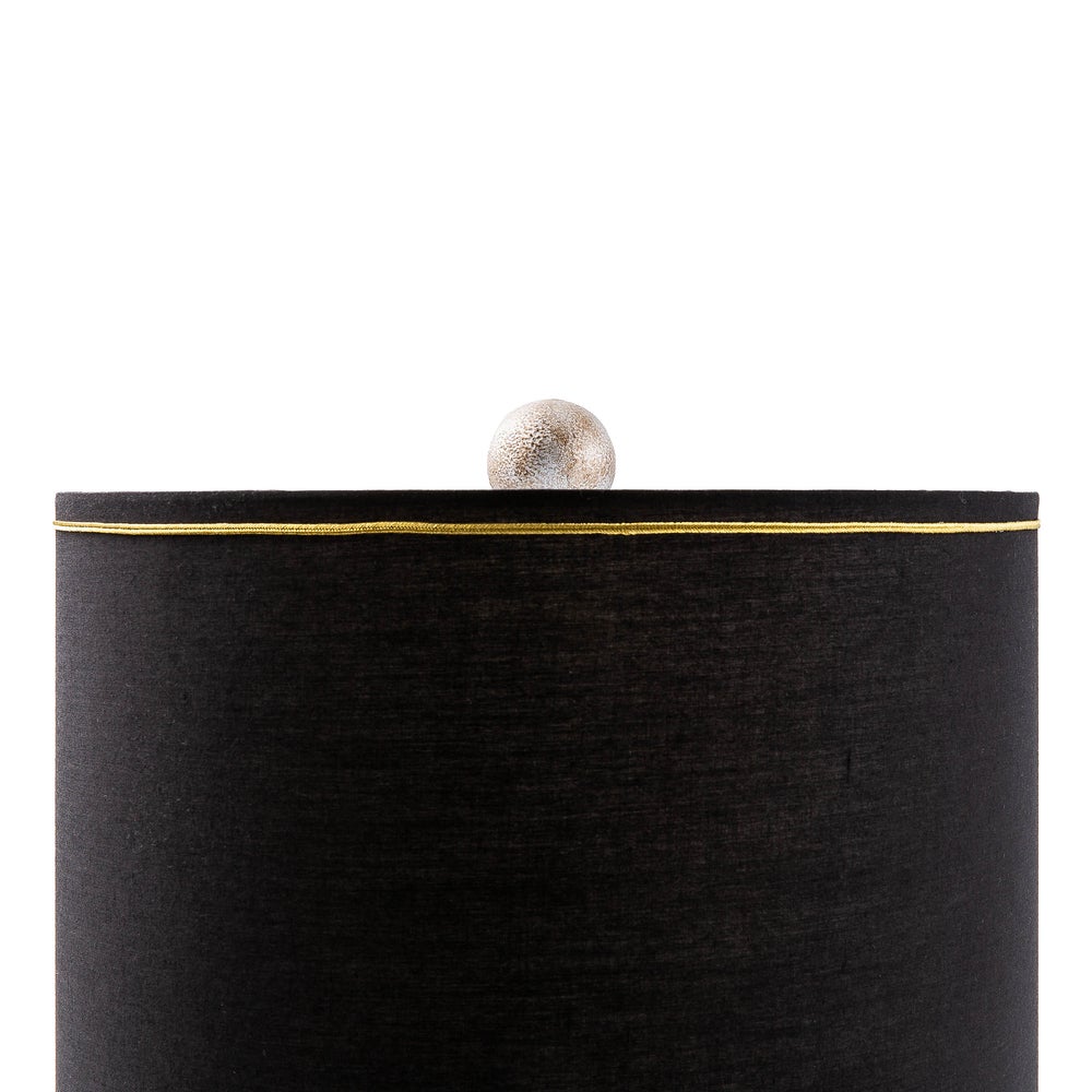 Hand-painted resin pineapple table lamp with antiqued silver details on a tall base and matching shade.