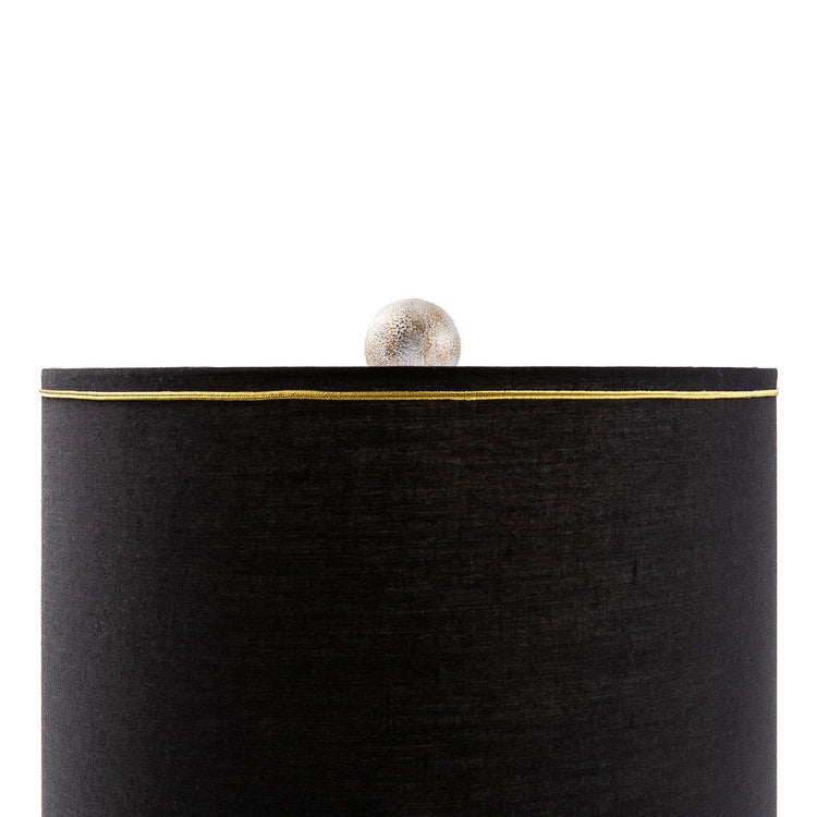 Hand-painted resin pineapple table lamp with antiqued silver details on a tall base and matching shade.