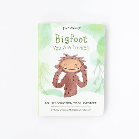 Self-Esteem Bigfoot Kin Set with board books featuring a friendly brown bigfoot character.