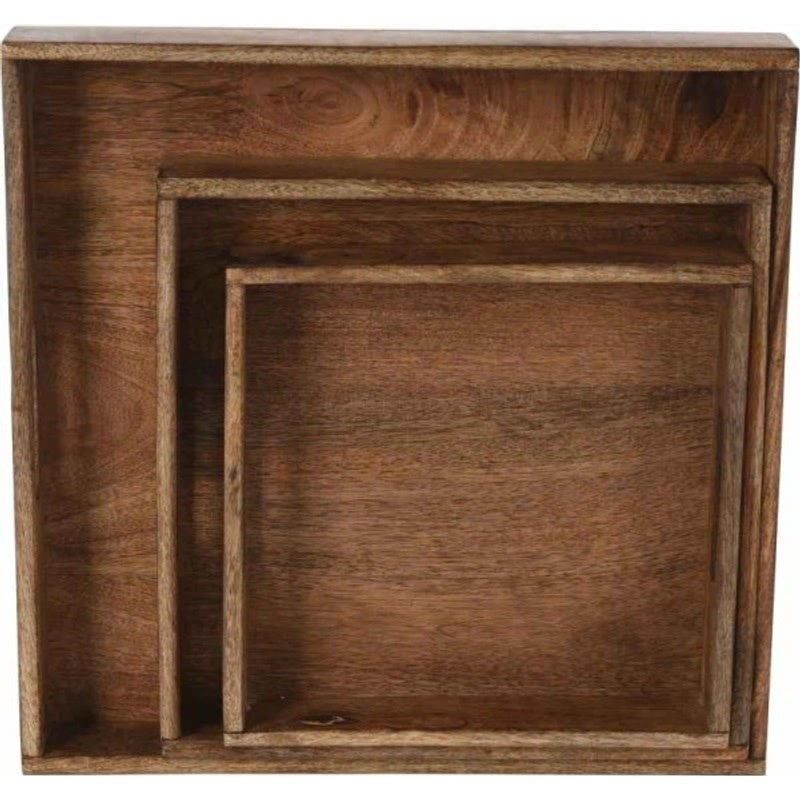 Dark burnt mango wood serving tray with open side handles