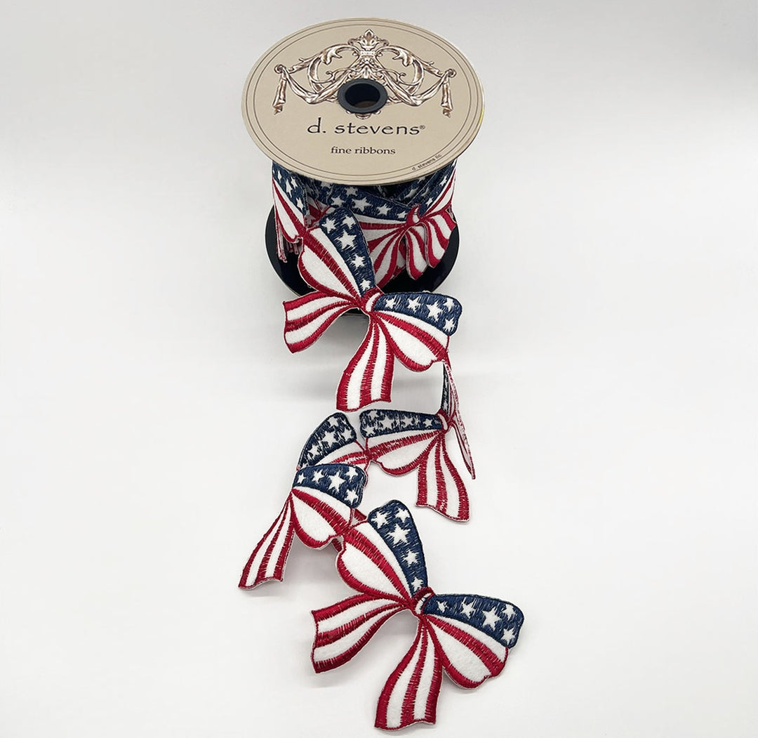 Felt Embroidery Americana Bow Garland, Red White Blue