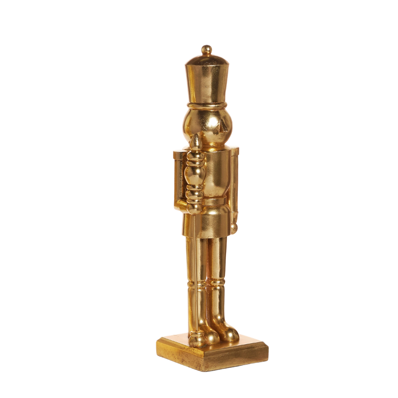 18-inch tall gold resin nutcracker figurine standing on a square base.