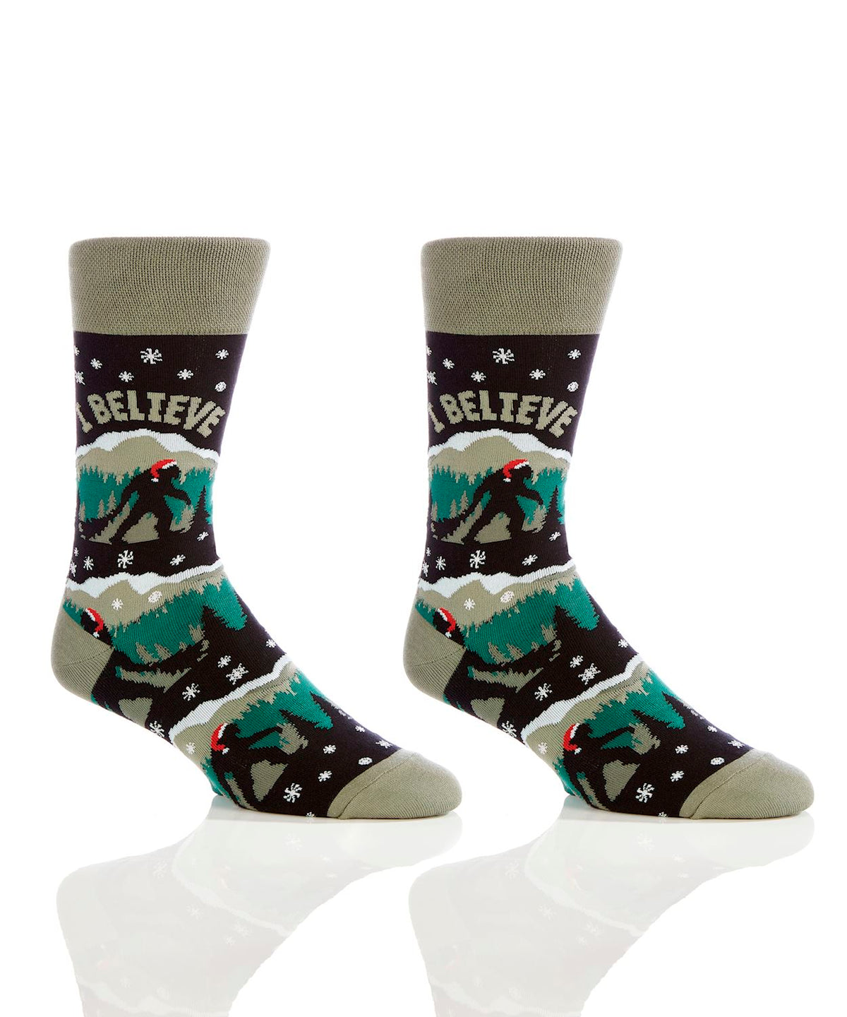 Men's crew sock in cotton blend with sentiment print patterns on a neutral background.