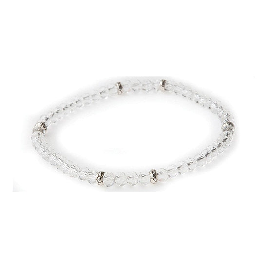 Silver accent mini crystal bracelet with a delicate chain link design.