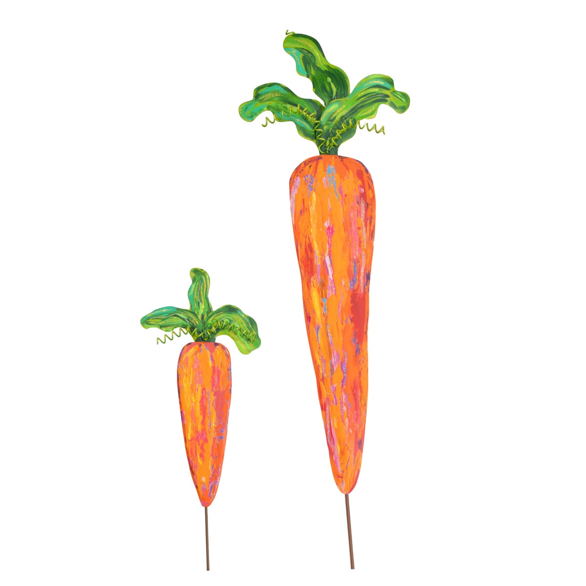 Artful Whole Carrot with a wooden stake handle designed for hanging display.