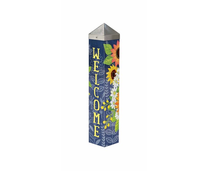 A black square art pole with a 4-inch by 4-inch cross-section and a total height of 20 inches.