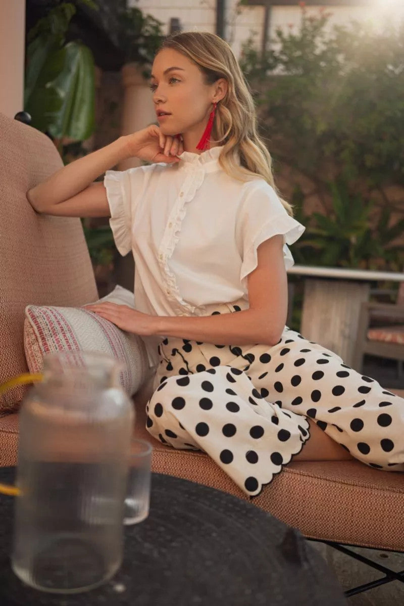 Leah Drop Shoulder Button Down Solid Woven Top