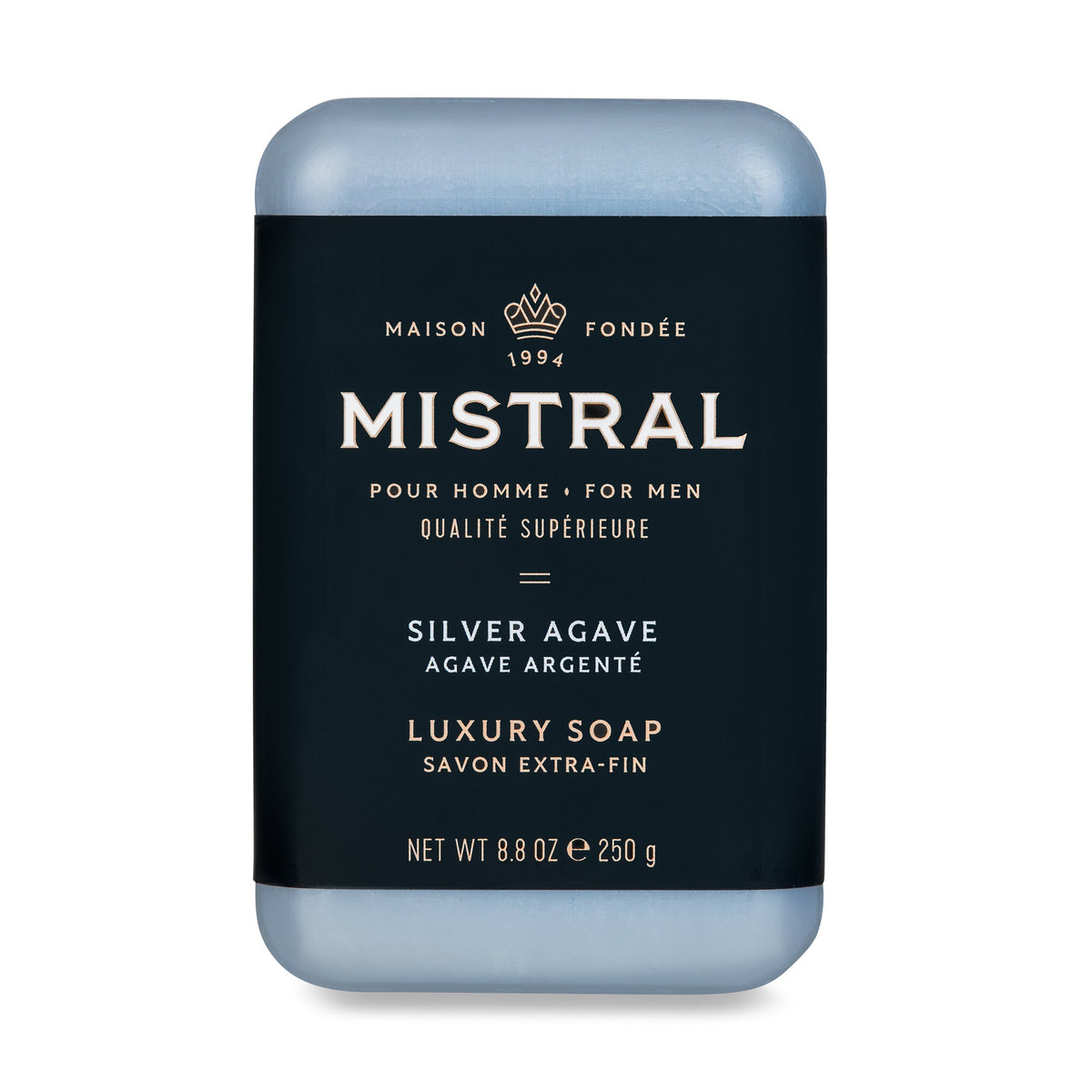 Men's Bar Soap in silver agave with natural texture