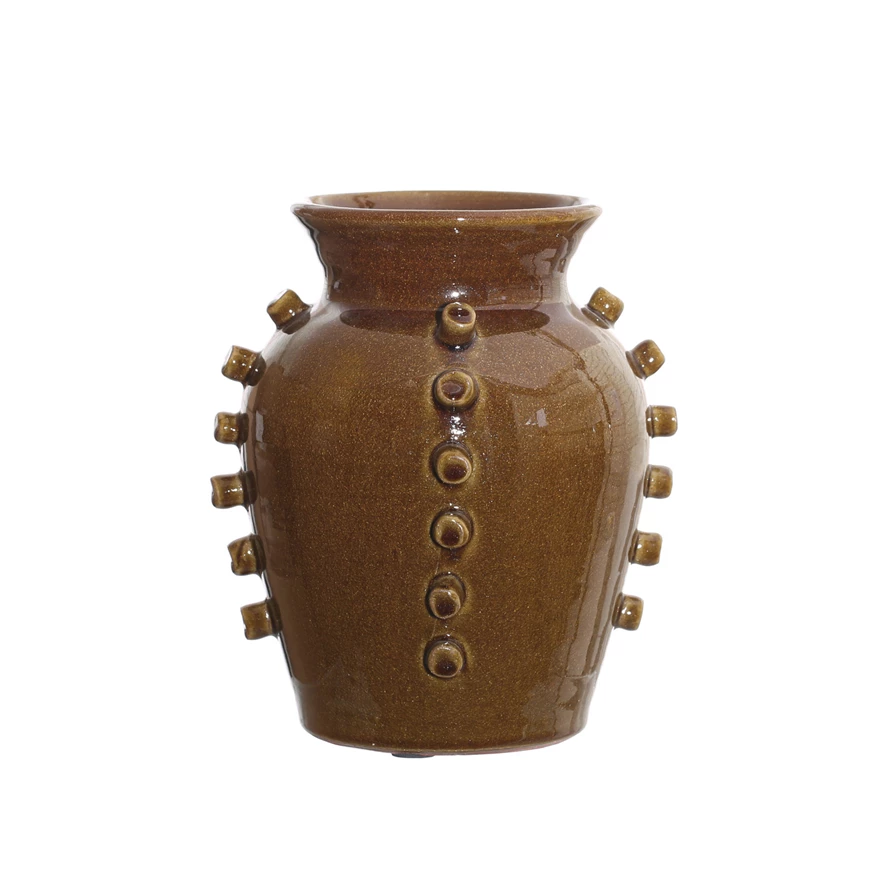 Terra-cotta vase with hobnail texture detail