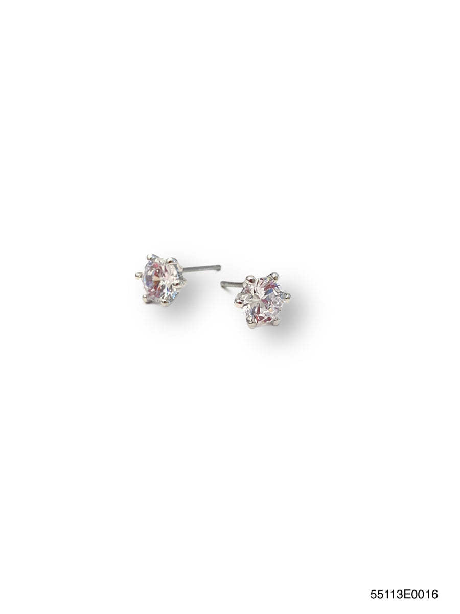 Julia stud earrings featuring a round clear cubic zirconia stone on a gold-tone pierced post.