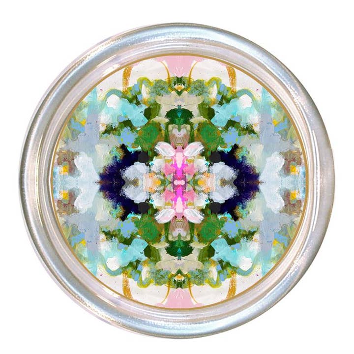 Glass coaster with a high rim to prevent spills and a black velvet back.