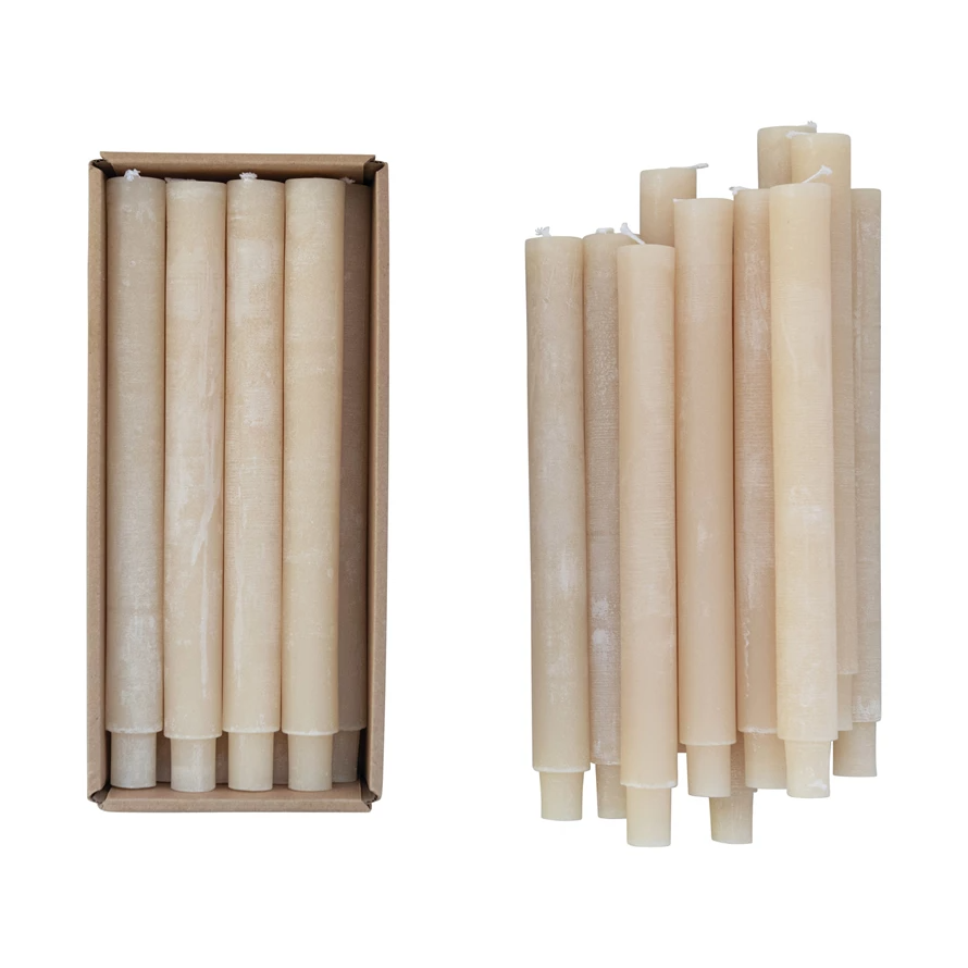 Unscented Taper Candles, Powder Finish set of 12