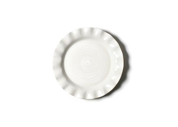 White earthenware round salad plate with ruffled edge