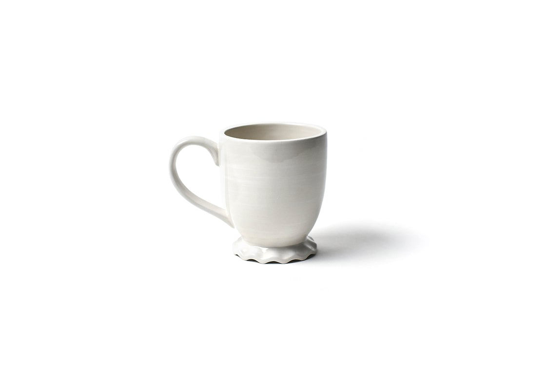 White earthenware mug with ruffled rim detail