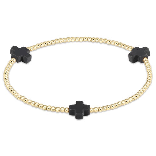 Gold-filled Signature Cross bead bracelet with onyx accents