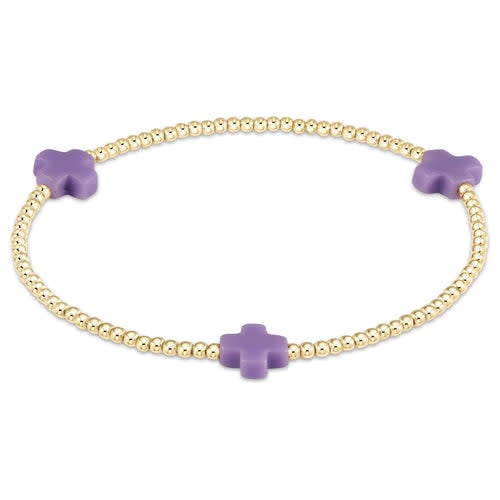 Gold-filled Signature Cross bead bracelet with a cross pattern on high-performance elastic.