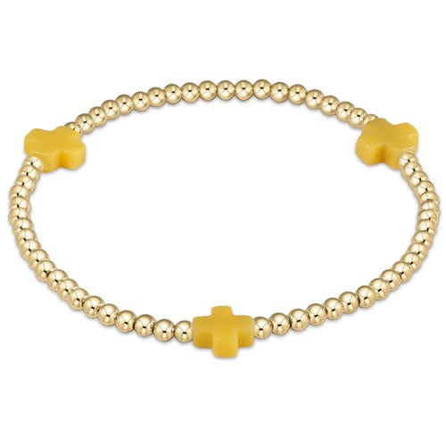 Gold-filled bracelet with signature cross beads on elastic cord