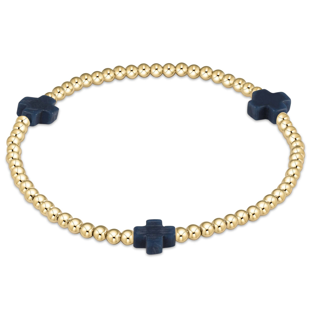 Gold-filled bracelet with signature cross beads on elastic band
