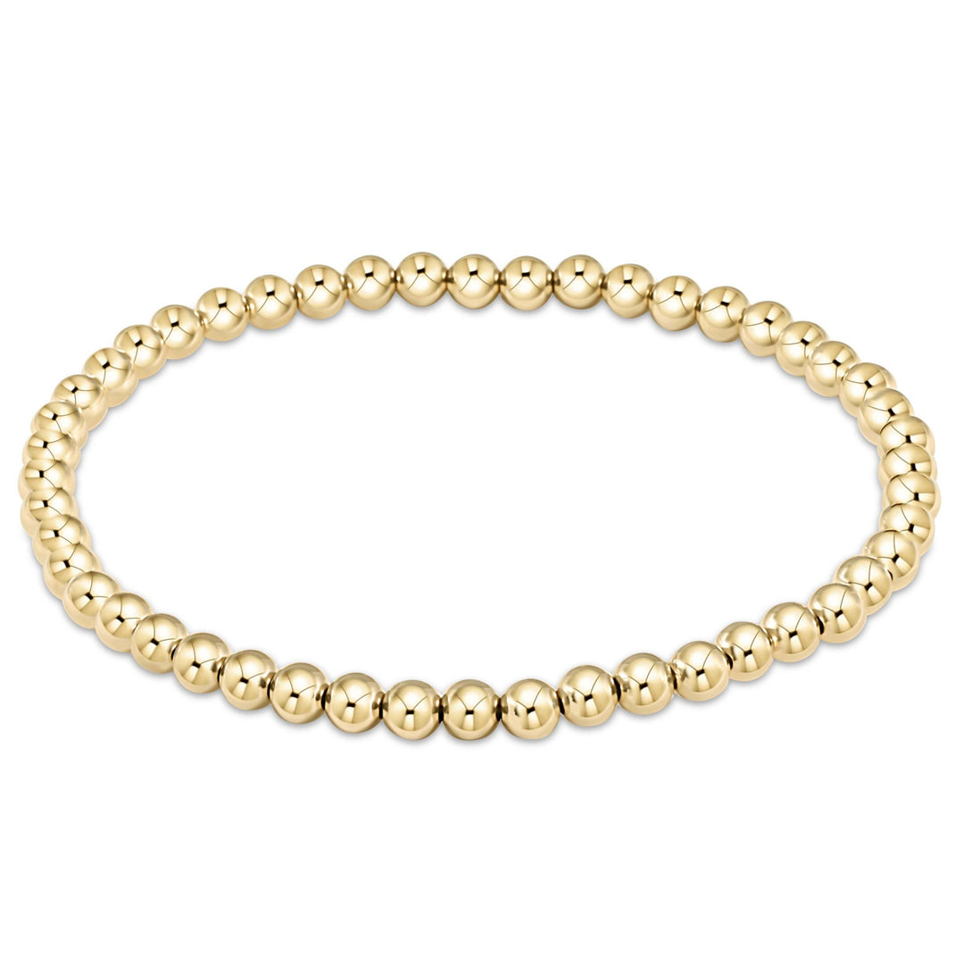 Classic gold-filled bracelet featuring four-millimeter beads on a seven-and-a-half-inch chain.