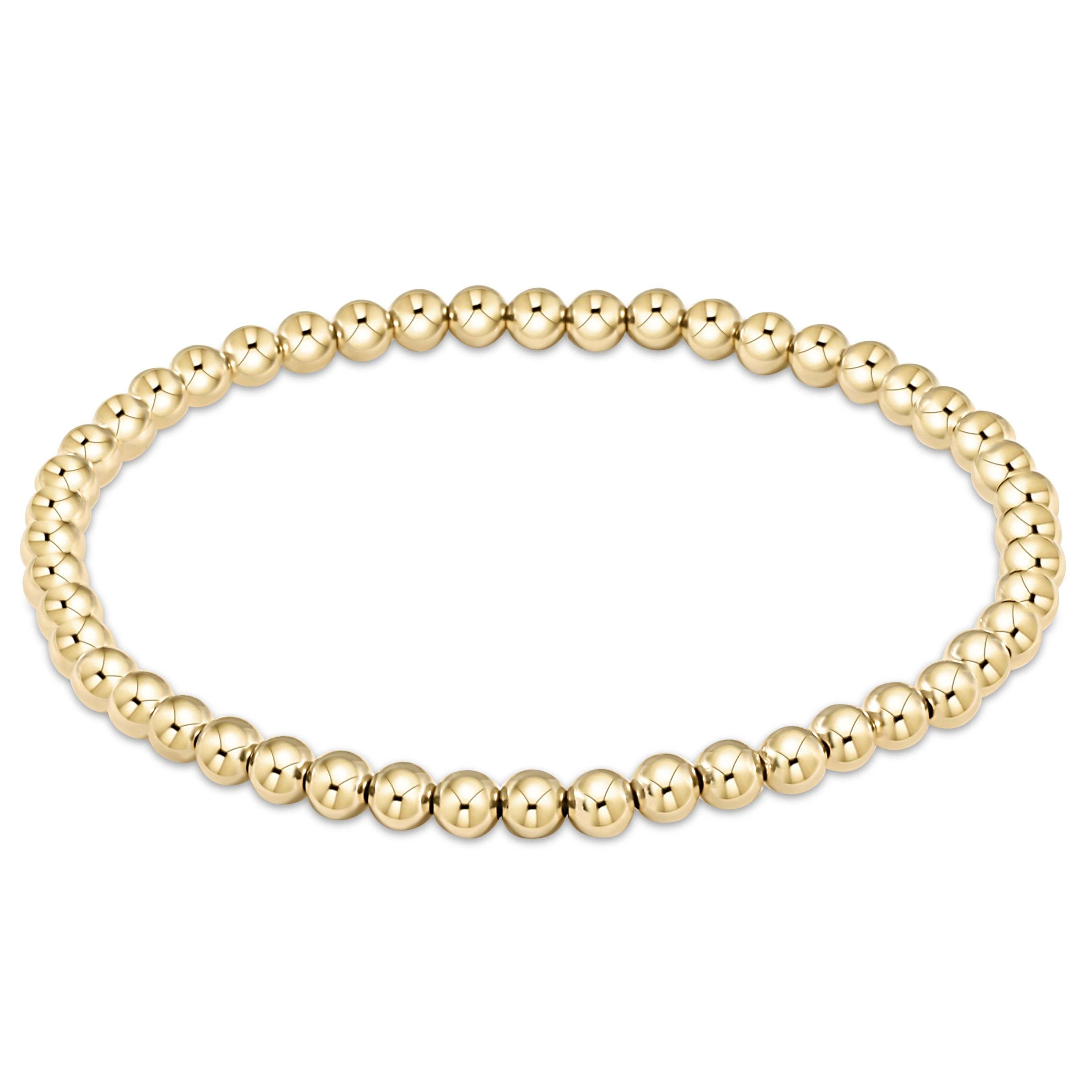 Classic gold-filled bracelet featuring four-millimeter beads on a seven-and-a-half-inch chain.