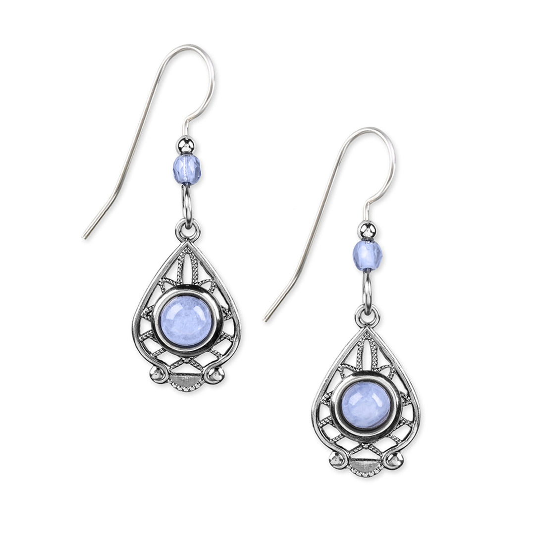 Silver Blue Lace Agate Drop Earrings