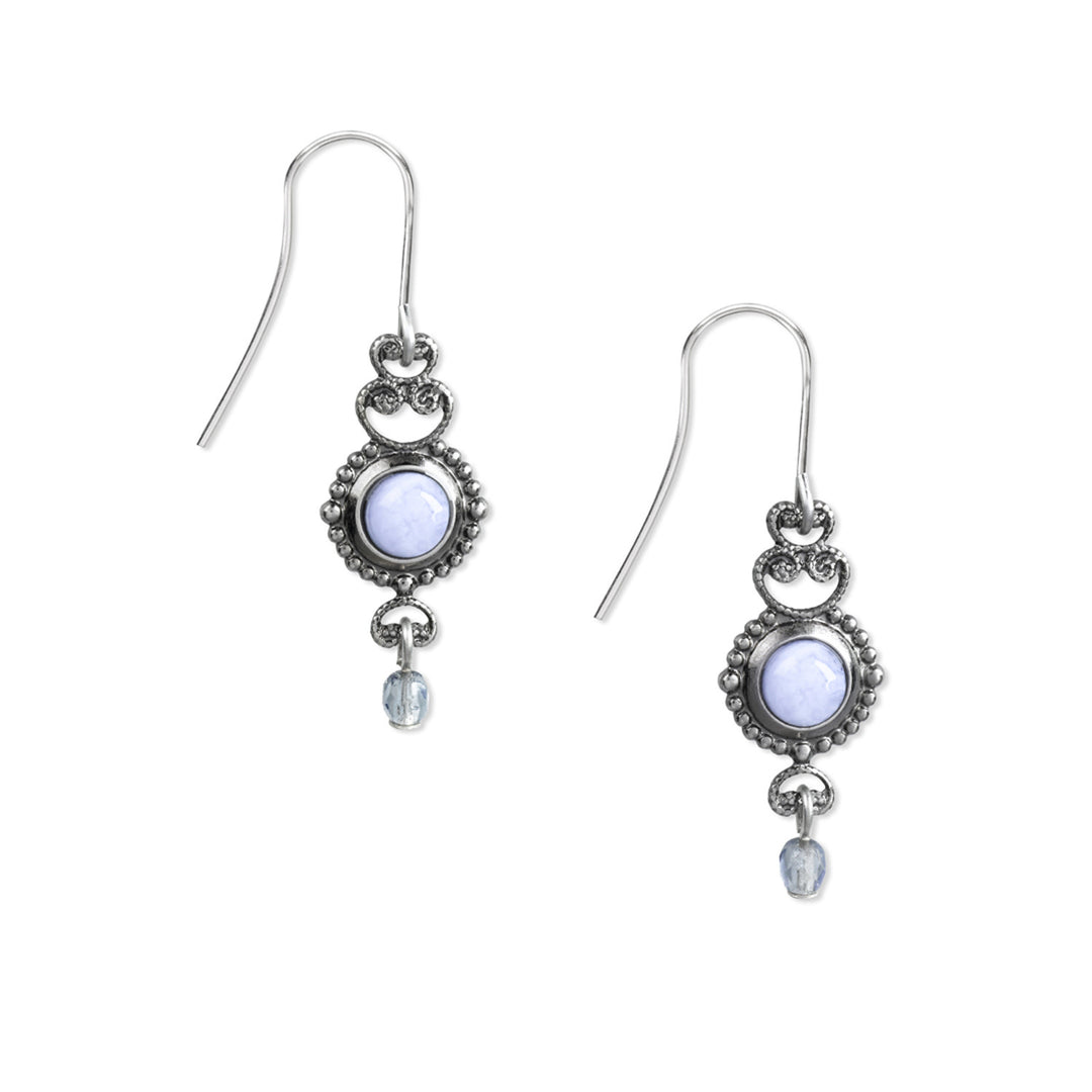 Silver & Blue Lace Agate Filigree Earrings