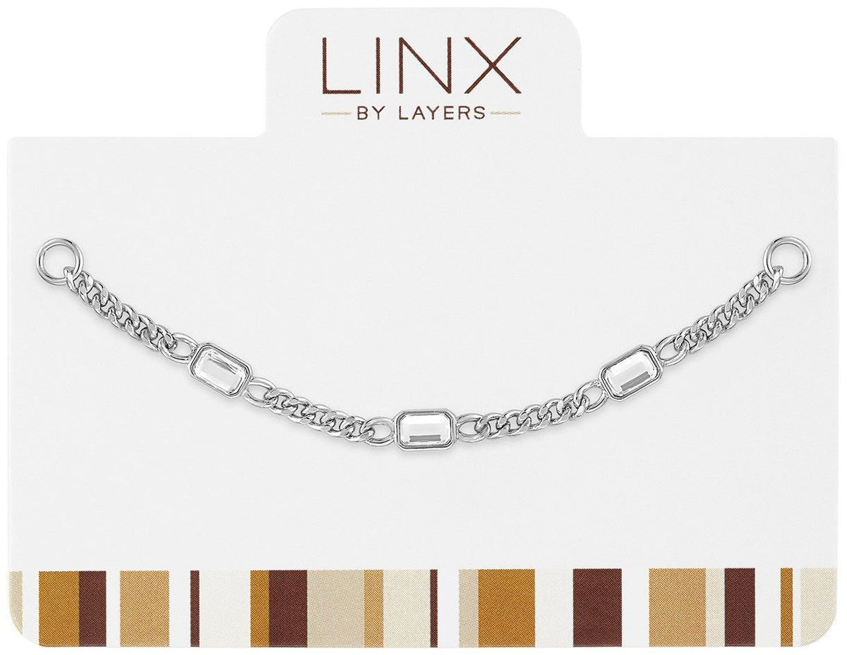 Silver chunky chain solitaire LINX add-on with thick polished links