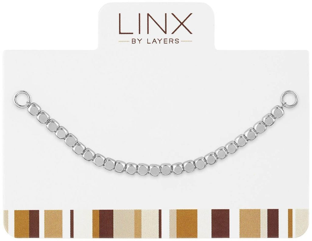 Silver cube beaded LINX add-on bracelet with sleek geometric beads