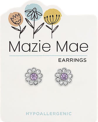 Silver Light Amethyst CZ Flower Stud Mazie Mae Earring