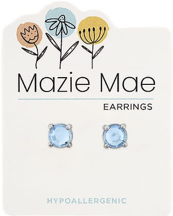 Silver light sapphire solitaire stud earring with a sleek modern silhouette