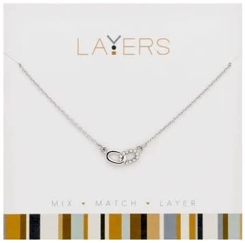 Silver layered necklace with link chain links