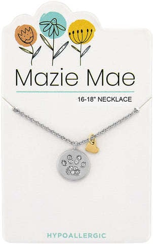 Silver Mazie Mae necklace featuring a delicate chain with a secure clasp closure.