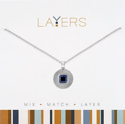 Silver Montana Blue pendant layered necklace with mixed chain lengths