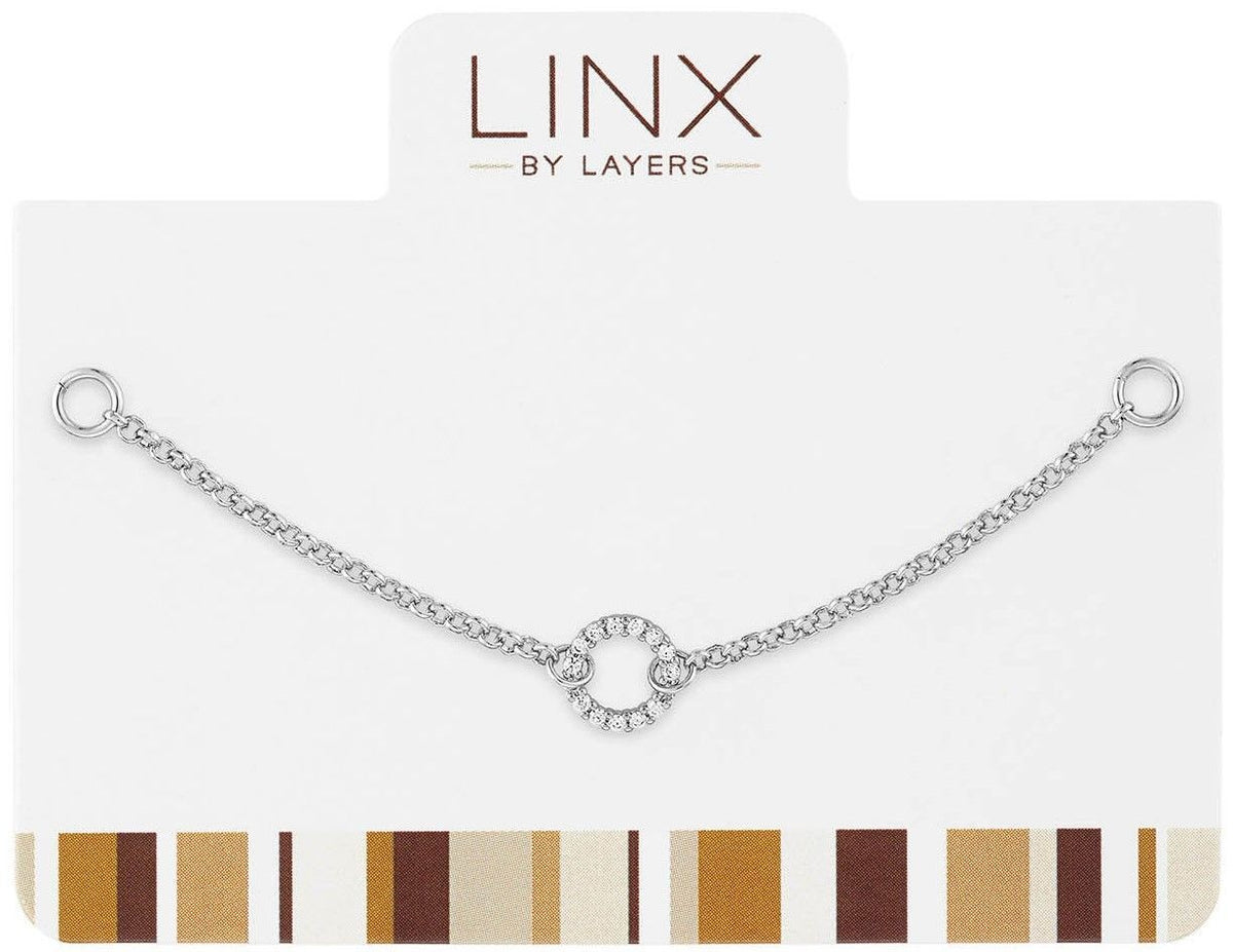 Silver open-circle LINX add-on bracelet with shimmering cubic zirconia stones