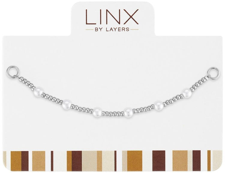 Silver Pearl LINX add-on featuring luminous pearl accents on a silver-toned bracelet link.