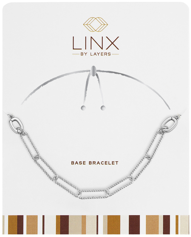 Silver ribbed paperclip LINX base bracelet with textured chain link design