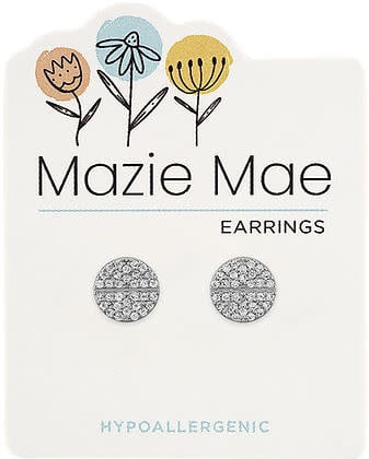 Silver split pave stud earrings with a modern sleek silhouette