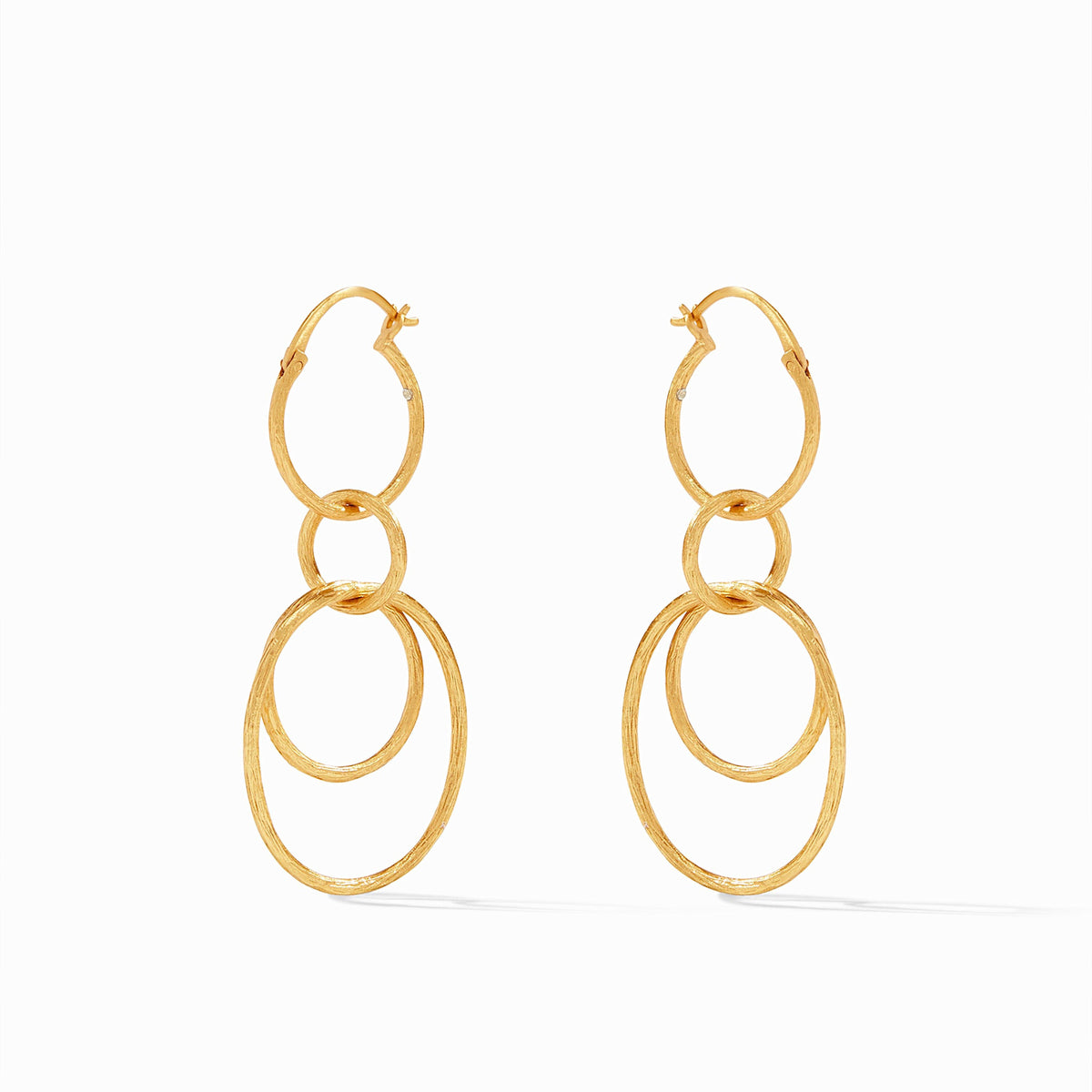 Gold Simone 3-in-1 earring with single, double, and triple hoop designs.