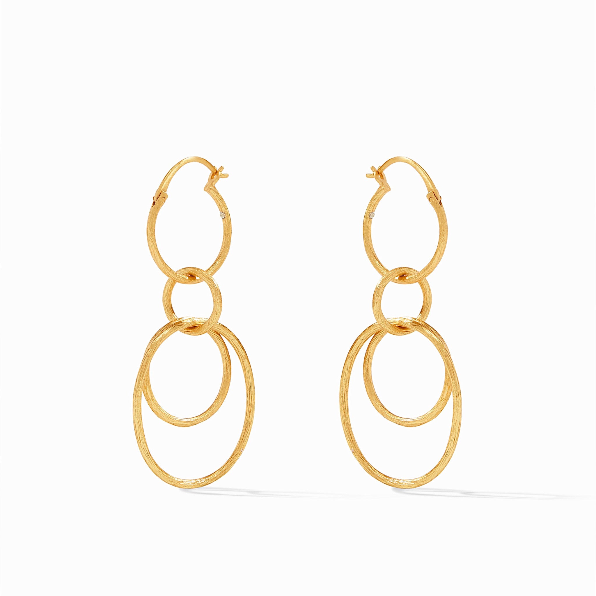 Gold Simone 3-in-1 earring with single, double, and triple hoop designs.
