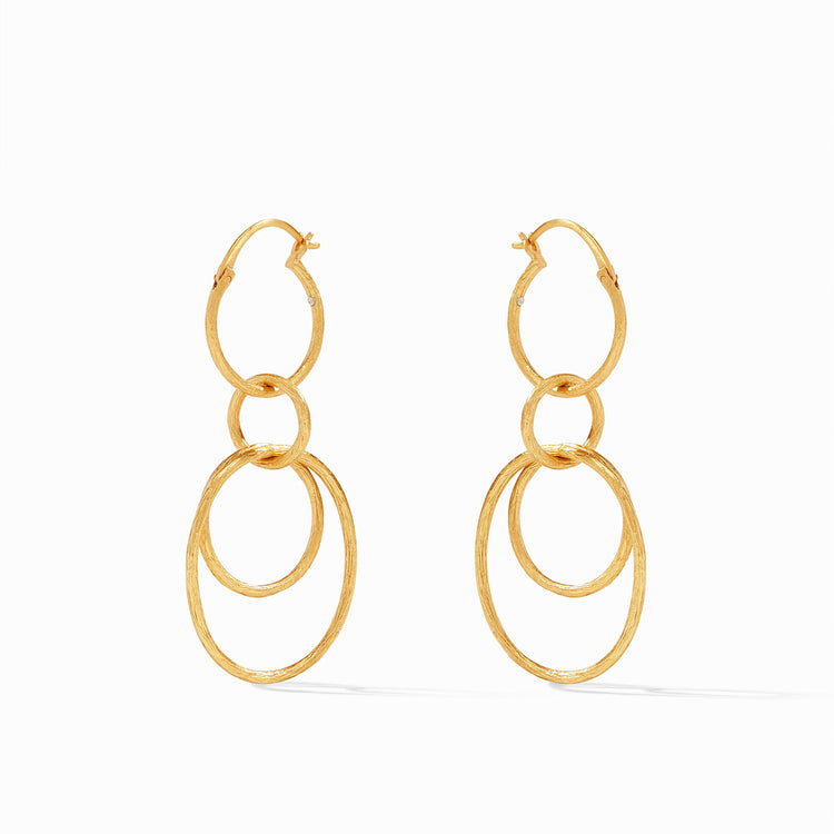Gold Simone 3-in-1 earring with single, double, and triple hoop designs.