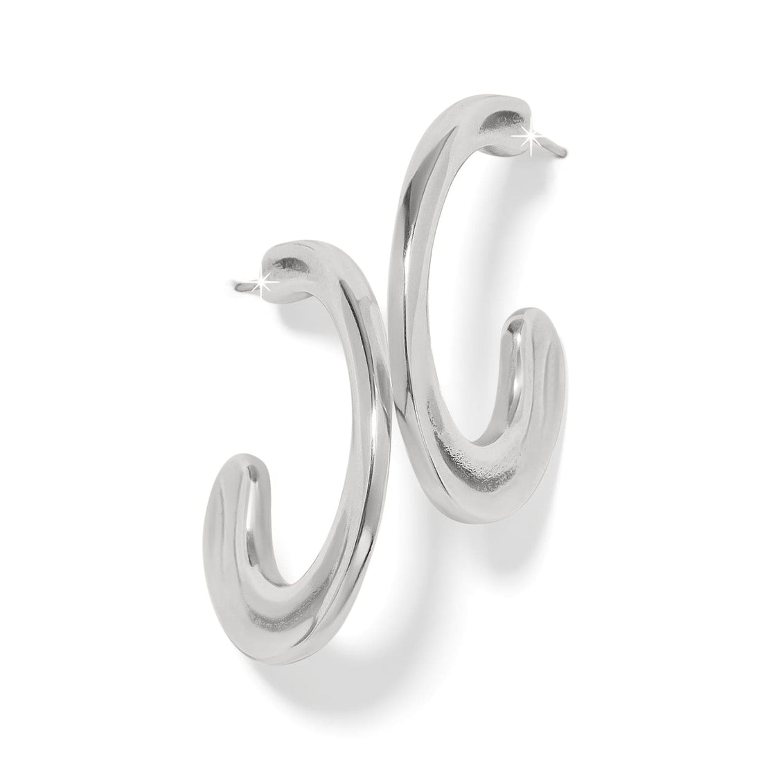 Silver plated Cascade Hoop Earrings with a polished finish and post with flat disc back.