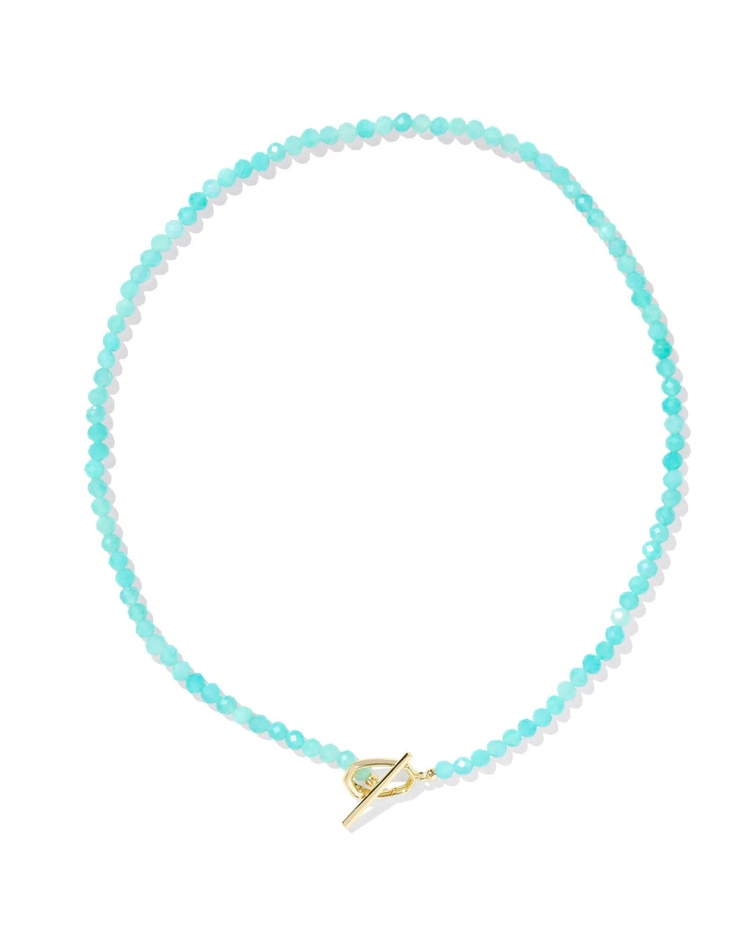 Sylvia Strand Necklace featuring faceted turquoise beads and a gold-tone toggle clasp.