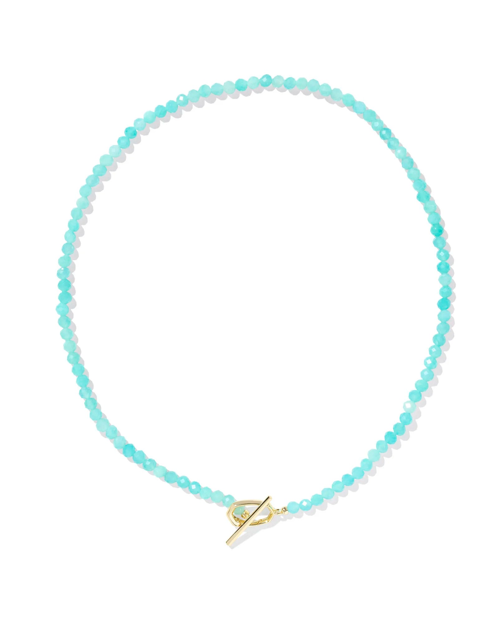 Sylvia Strand Necklace featuring faceted turquoise beads and a gold-tone toggle clasp.